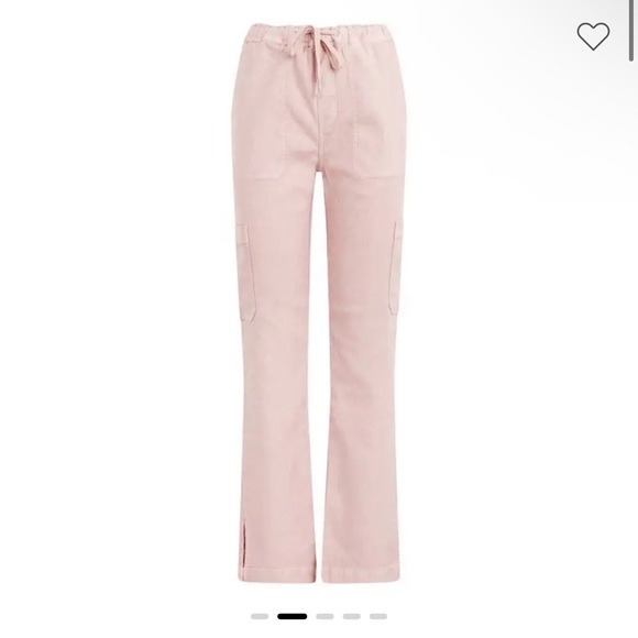 Hudson Jeans Drawstring High Waist Straight Leg Linen Blend Cargo Pants - Picture 2 of 4